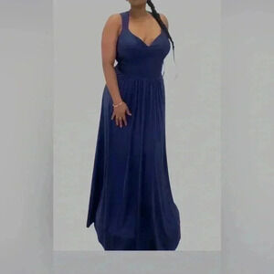 Allure Bridal Navy Blue slight cap sleeve‎ and keyhole back Size 22